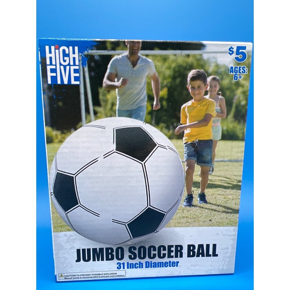 High Five Jumbo Giant Inflatable Soccer Ball 31" For Ages 6+ Outdoor Fun